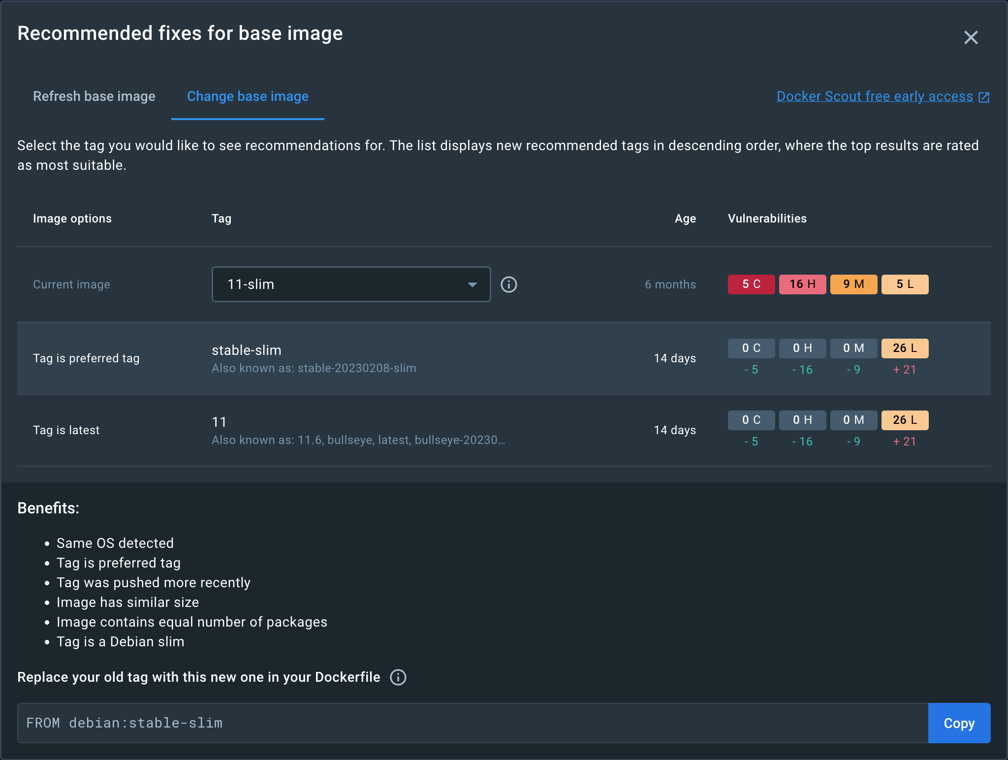 Recomendaciones de imagen base